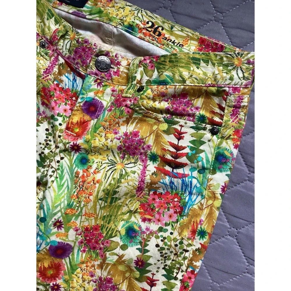 J. Crew Toothpick Pants Womens 26 Floral Print Liberty Art Ankle Jeans festival - Picture 7 of 16
